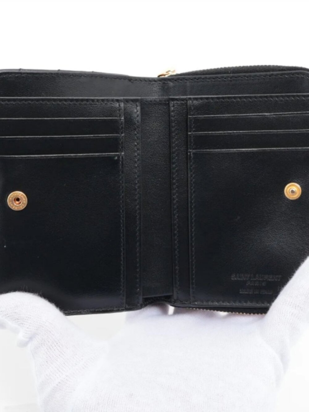 Saint Laurent Johan Leather Compact Wallet Black - Picture 3 of 6